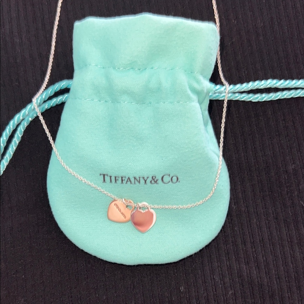 Tiffany double mini heart sterling necklace - Picture 6 of 7